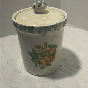 mark. Ceramic Jar with Fruit Motif and Green Accents